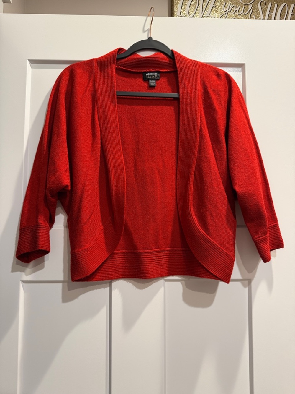 Nicole Miller Red Open-Front Women's Cardigan Sweater Jacket Shrug Small